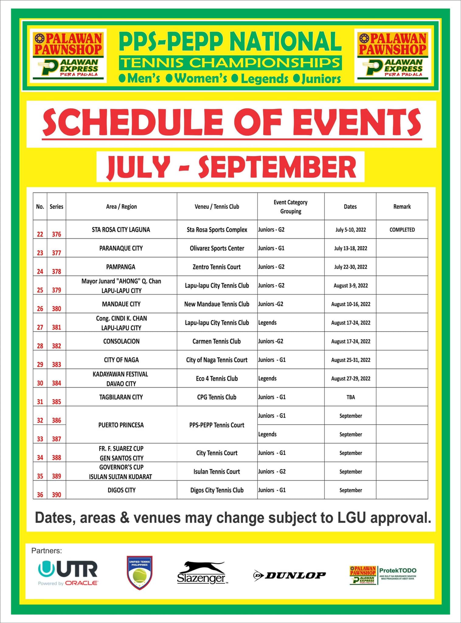 Tournament Calendar – Palawan Pawnshop Tennis Tournaments